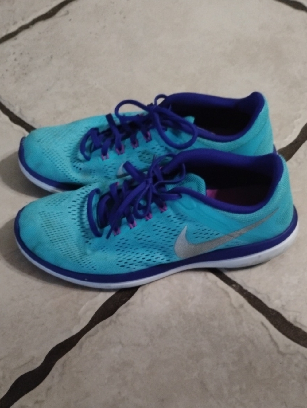 Nike Women's Turquoise and Purple Athletic Running Shoes